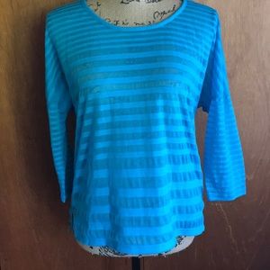 Chico’s blue sheer striped top Size 1.